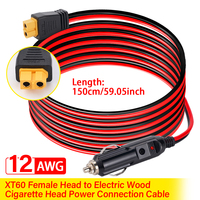 1.5m 12AWG XT60 To Car Cigarette Lighter Plug Adapter Cable 30A Fuse for ALLPOWERS R600 R2500 EcoFlow Delta Anker Bluetti