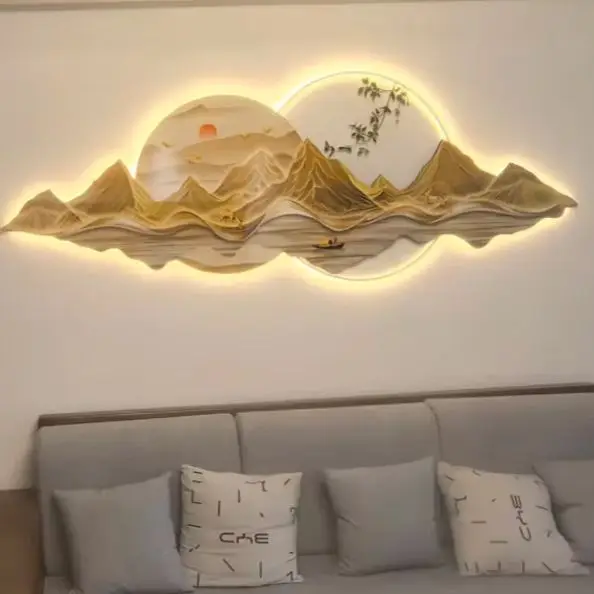 Acrylic frameless craftsmanship, high-end crystal ceramic screen, LED with light, luxurious mural, simple modern lighting painti