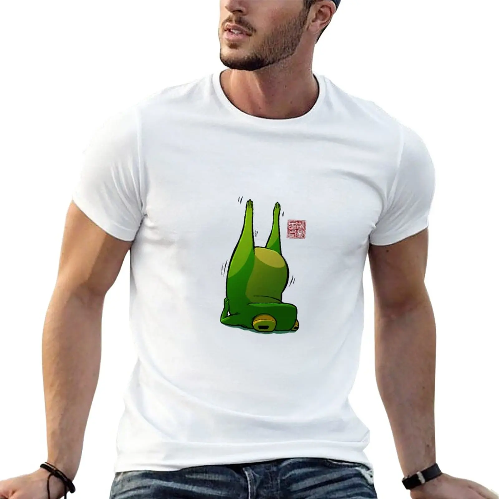 New Yoga Frog Candlestick Pose T-Shirt tees korean fashion oversized t shirt men t shirts