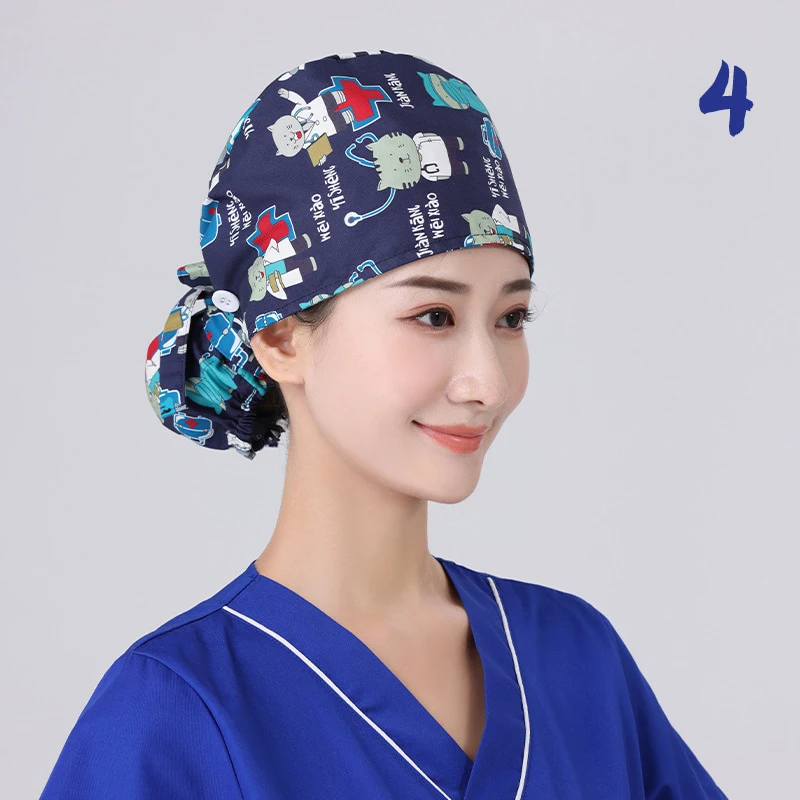 Unisex Adjustable Tie Back Scrub Hat, Beauty Salon Cap