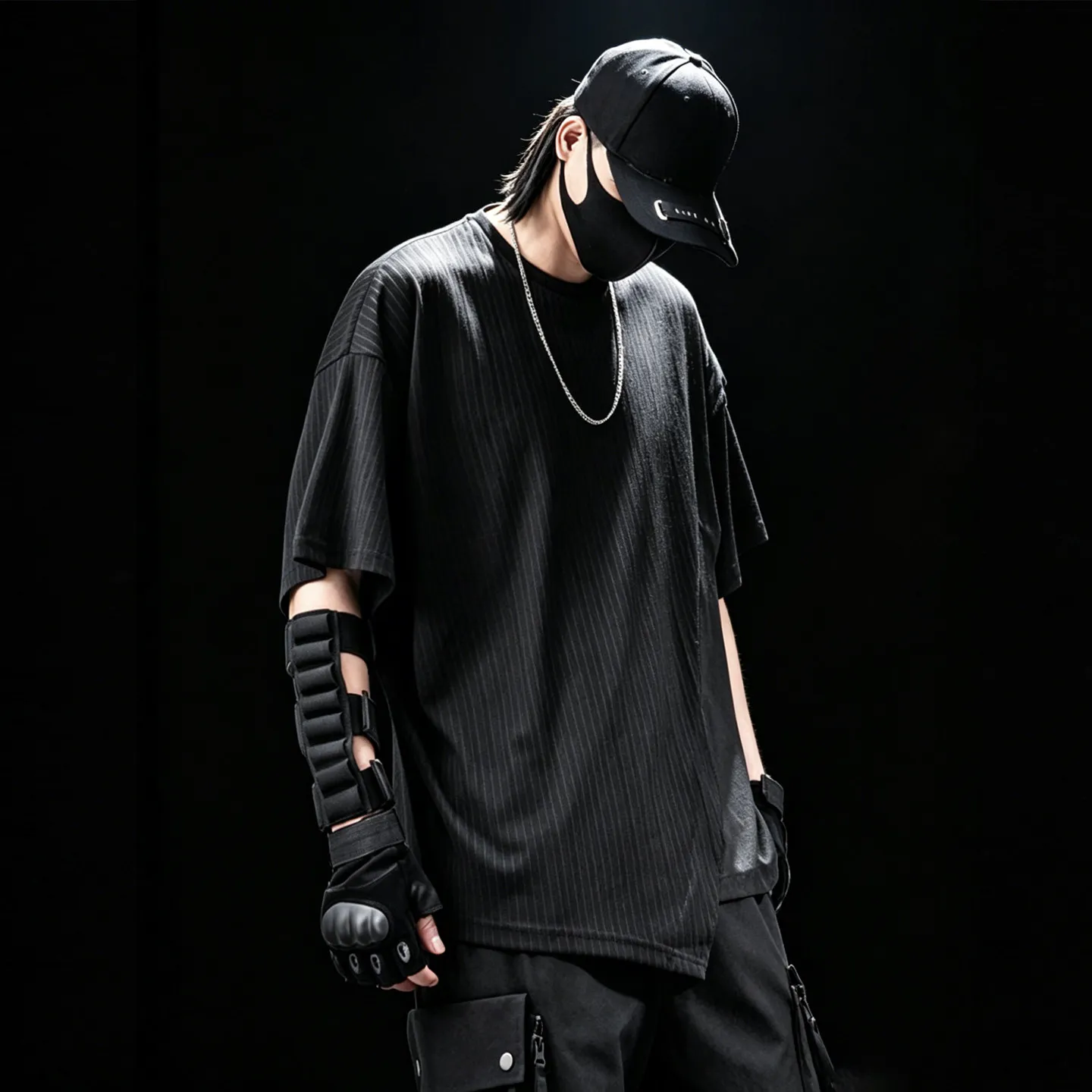Summer Style Dark Series Irregular with Personality Stitching Half Sleeve Top Fashion Casual Short Sleeve T-shirt Men