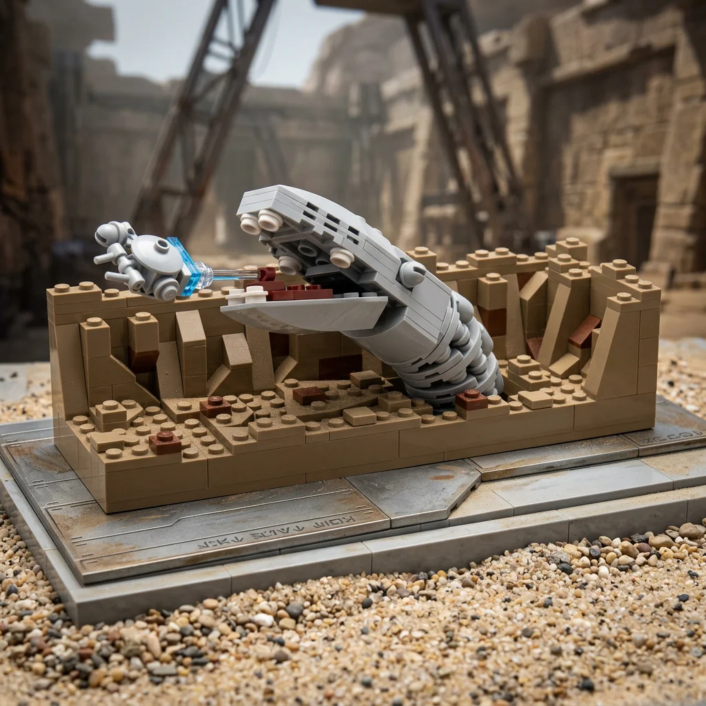

MOC Sandworm Attack Building Blocks Sci-Fi Creature Model Micro Brick DIY Display Decor Collectible Gift
