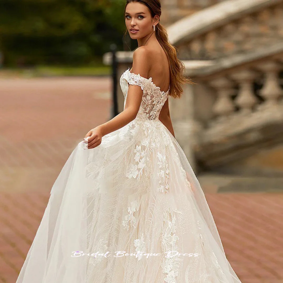 Изысканное съемное свадебное платье 2 в 1, вышитое кружево на сетке со шлейфом и вырезом «лодочка», без рукавов, для невесты, Vestido De
