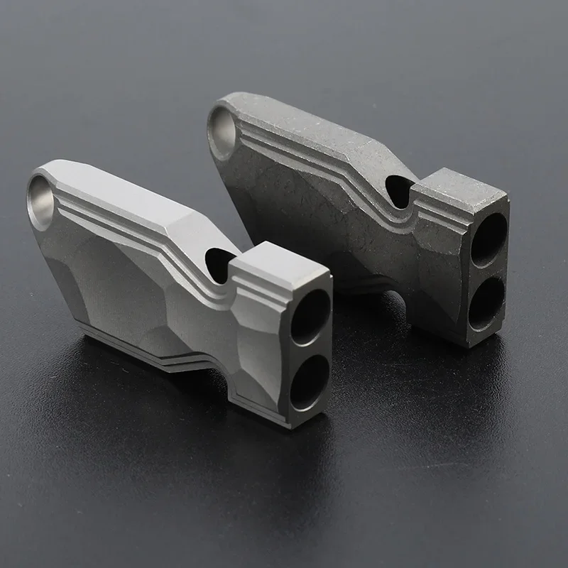 EDC Titanium Alloy Double-tube Whistle High Frequency Pet Training Whistle EDC Portable Outdoor Camping Tools