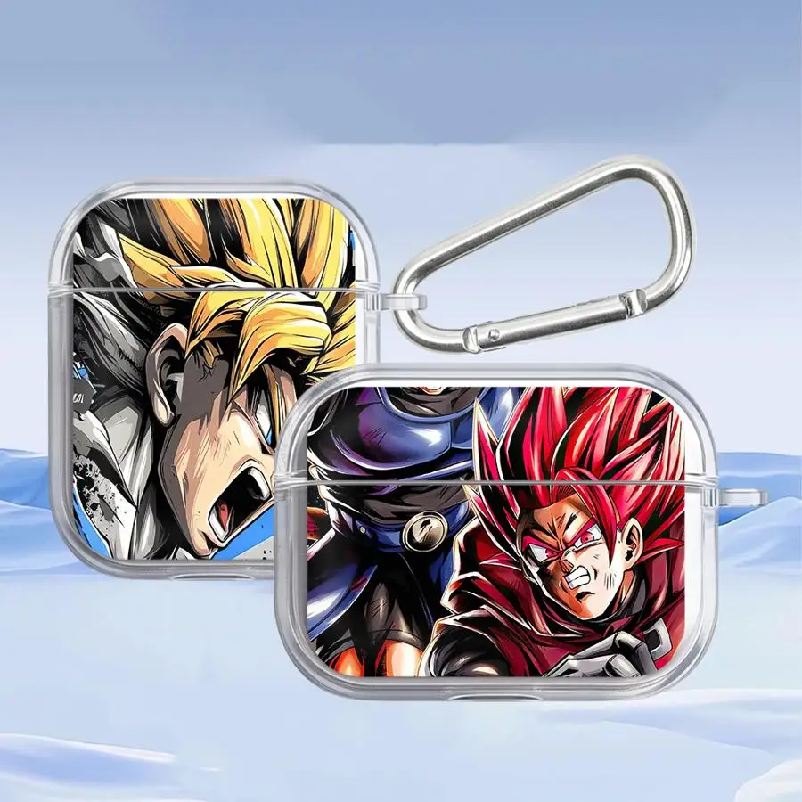 Clear Earphone Cover With Hook Case For Apple Airpods 5 Pro2 3 Pro3 1 2 4 Pro Dragon Balls SS3 Goku Flame