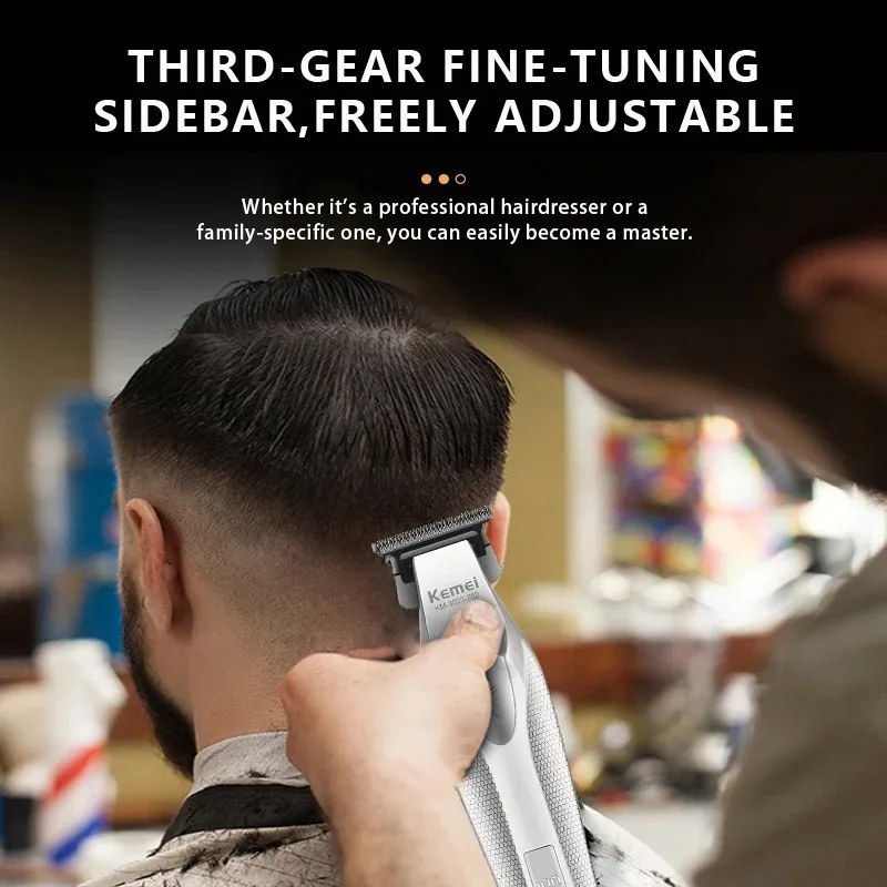 Kemei Zero Gapped المهنية الشعر المتقلب 9000 دورة في الدقيقة DLC مشابك شعر لاسلكية الحلاق قابلة للشحن إنهاء آلة قطع الشعر