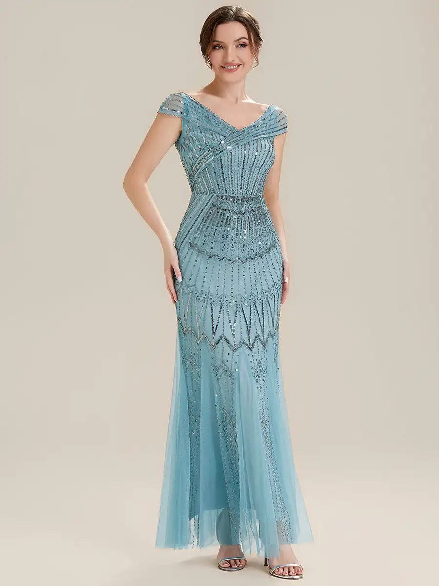 abiti-da-sera-a-maniche-corte-con-spalle-scoperte-a-sirena-e-ricamati