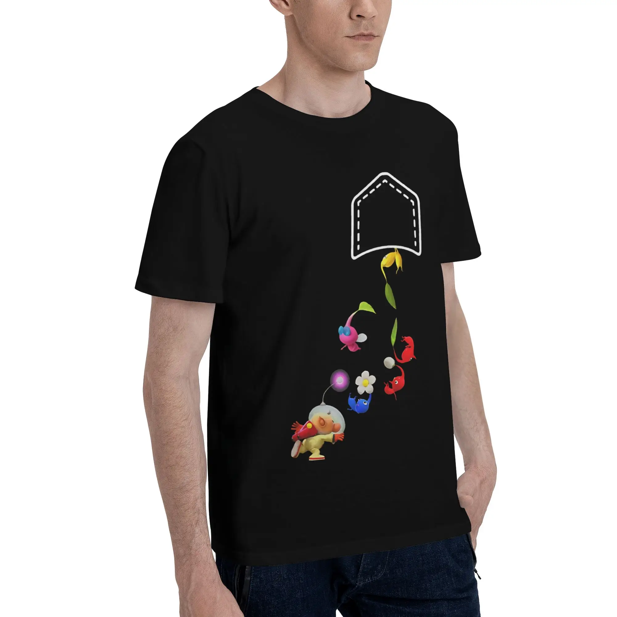 Too Toxic Men T Shirts Pikmin  Hipster Tee Shirt Short Sleeve Round Neck 100% Cotton Printed Clothes T-Shirt