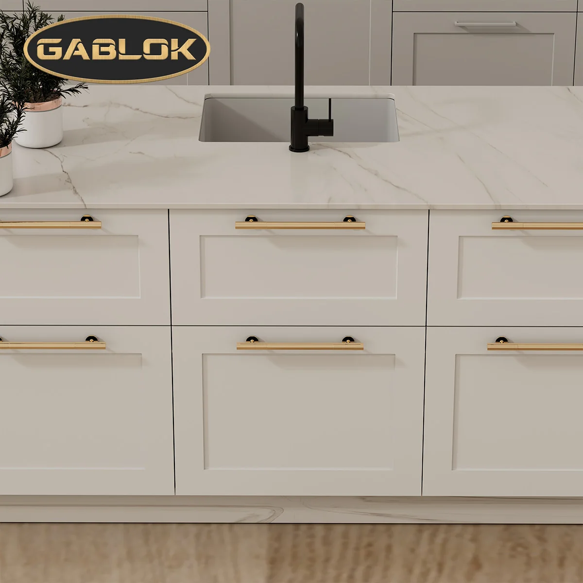 

GABLOK Gold Handle Simple Solid Kitchen Cupboard Door Hardware Linear Knurled Drawer Cabinet Pulls Bar Knob