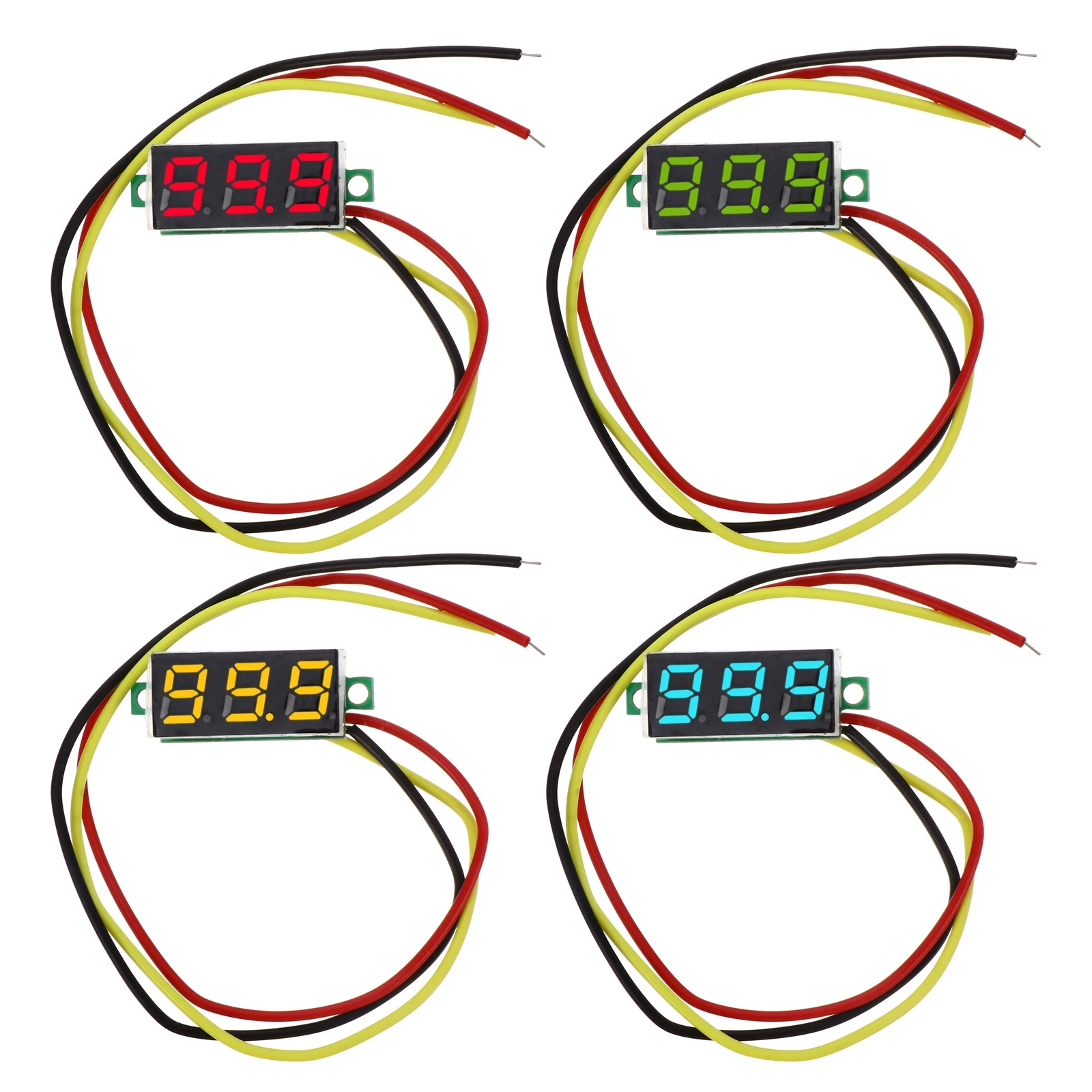 

4pcs Digital Voltmeter for DC 0-100V Mini Voltage Meter Car Motorcycle Indicator Durable Monitoring Tool