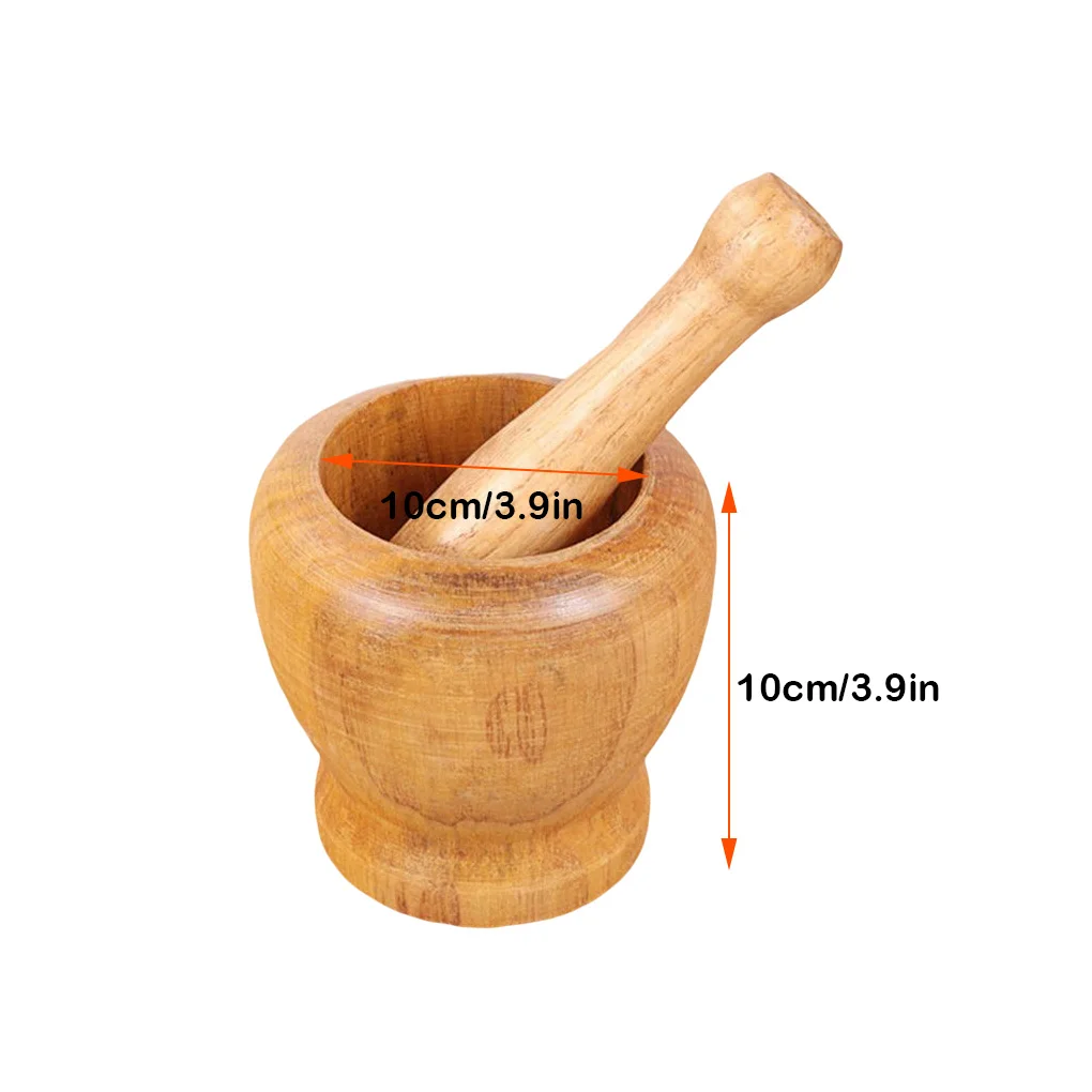 Wood Mortar Pestle Set Washable Spice Pepper Crusher Portable Herbs Grinder Smooth Surface Garlic Mixing Bowl Kitchen Tool