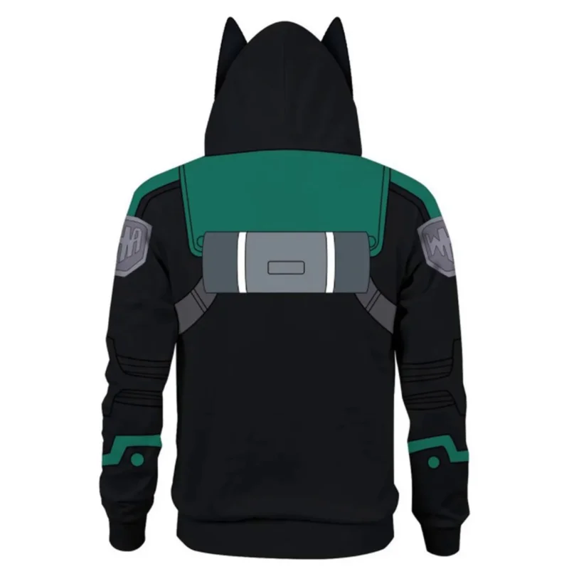 My Hero Academia Jacke für Jungen MHA Hoodie Sweatshirt Izuku Midoriya Deku Ohren Cosplay Kostüm Anime Kapuzen Halloween Herren Mantel