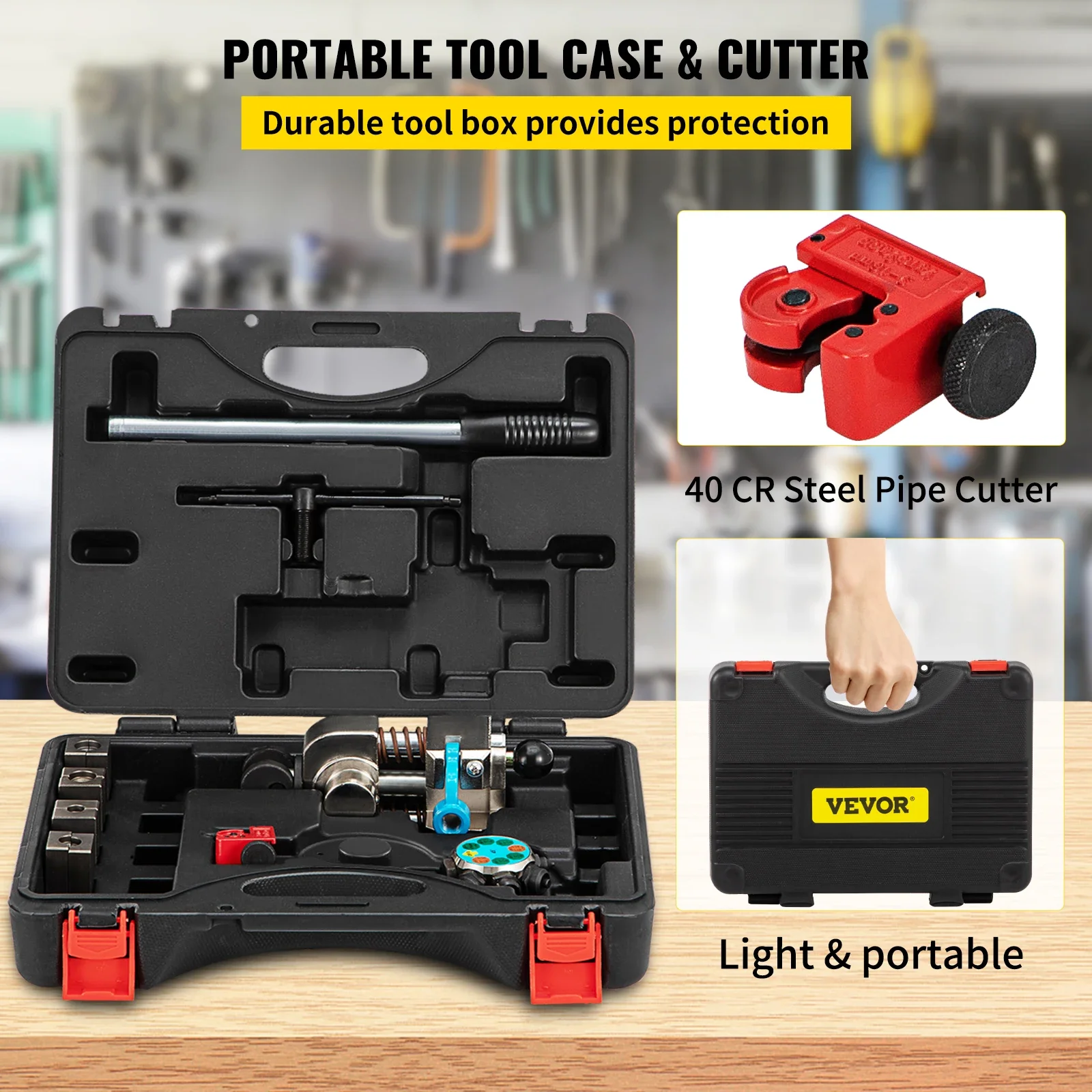 Brake Line Flaring Tool 45° Double Flares For 3/16" 1/4" 5/16" And 3/8" Tube Size Suitable For Soft Metal Of Copper Lines
