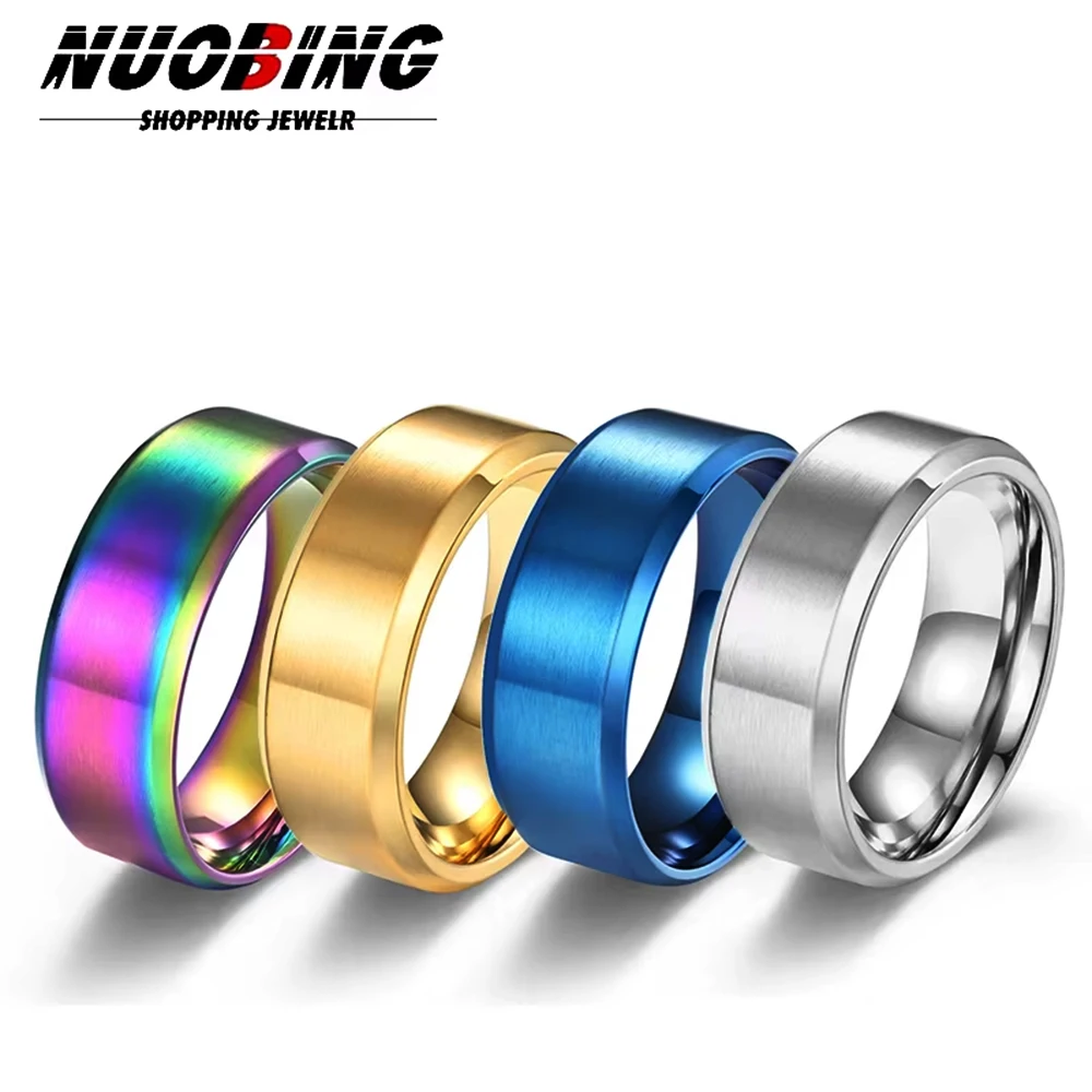 

6 Colors Classic 8mm Tungsten Mens Ring Surface Brushed Stainless Steel Ring for Women Wedding Band Couples Jewelry Accessories