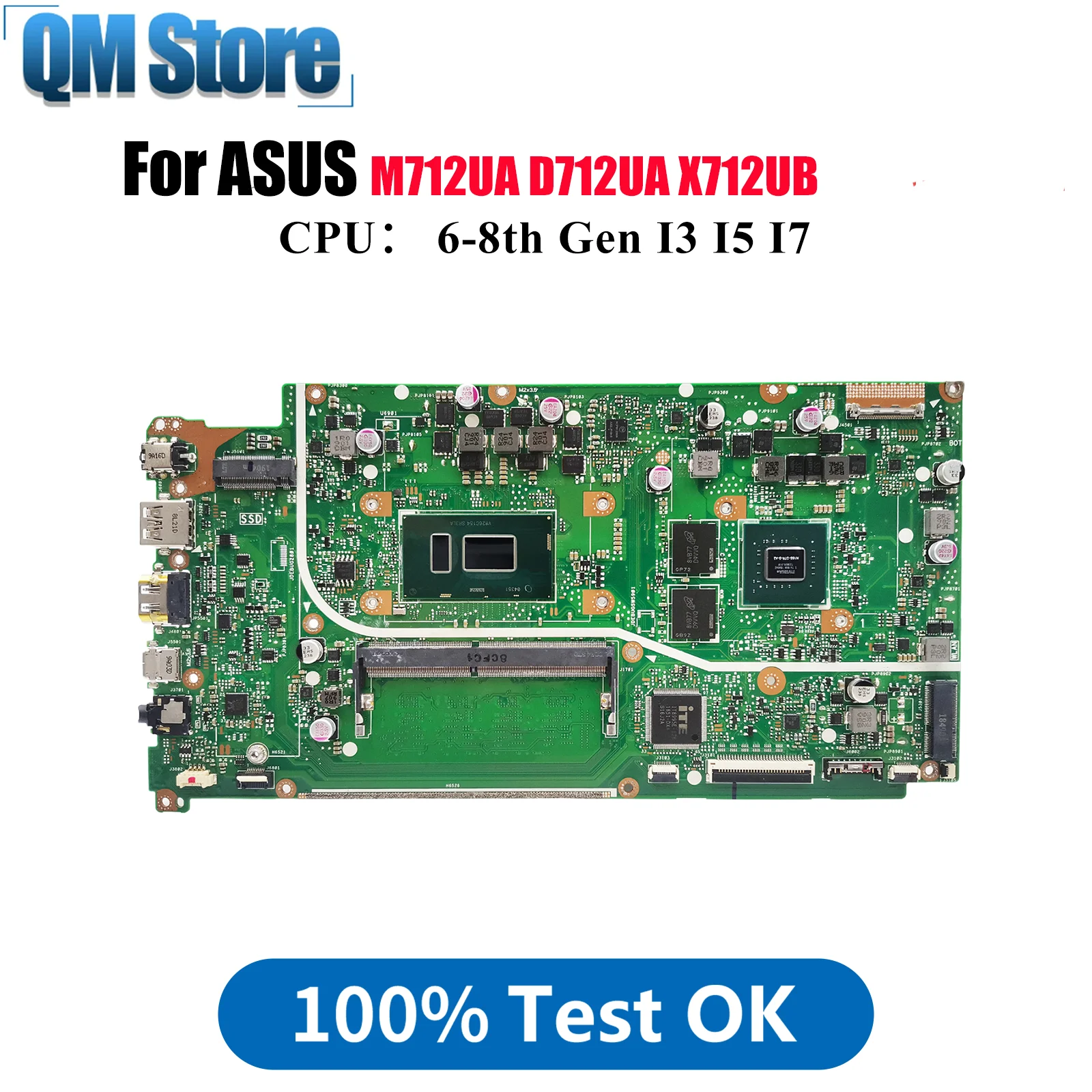 

X712UB Материнская плата для ноутбука ASUS VivoBook X712U M712UA X712UA D712UA Материнская плата для ноутбука с процессором I3 I5 I7 100% tests OK stk