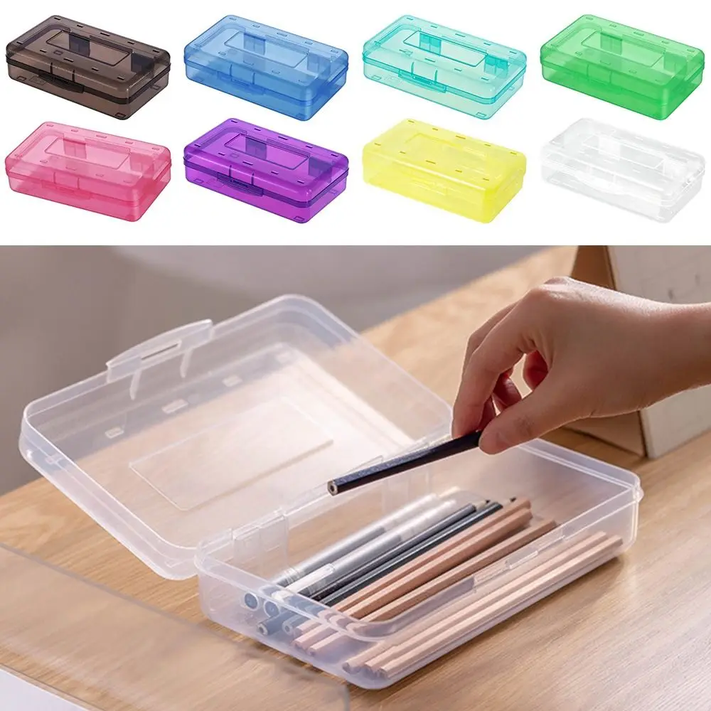 

Plastic Pencil Case Large Capacity Transparent Stationery Storage Box Multifunctional Sketching Paint Brush Organizer