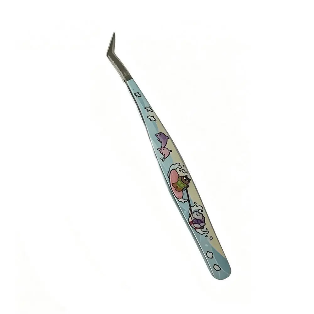 Stainless Steel Precision Tweezers Anti-static High Precision Craft Tweezers Non Slip Grip Cartoon False Eyelash Tweezers