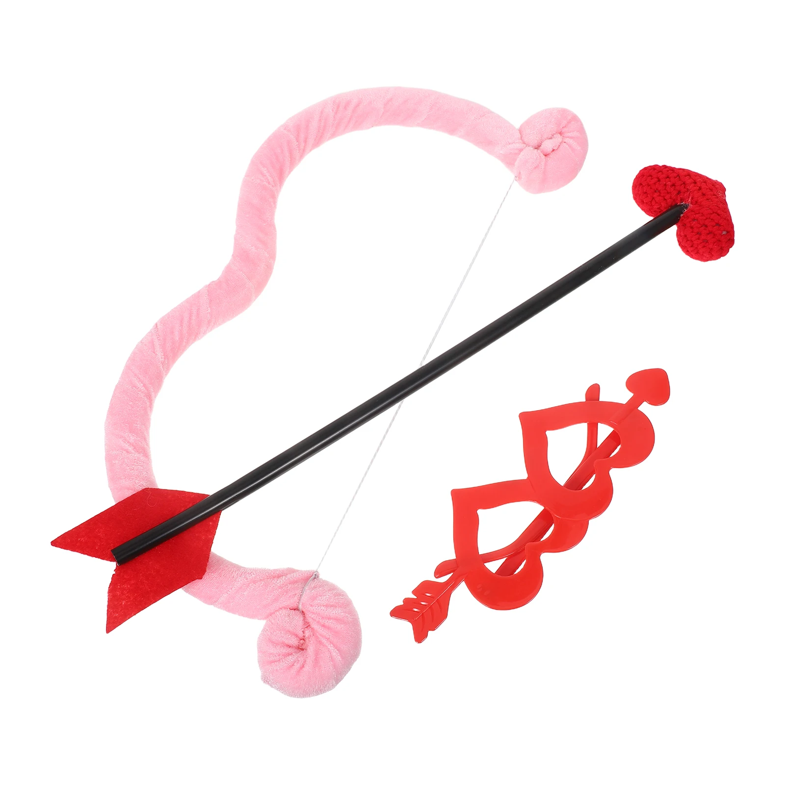 1 Zestaw Akcesoriów do Kostiumu Kupidyna na Walentynki Okulary w Kształcie Serca Łuk i Strzała Rekwizyty do Cosplay na Imprezę Kostium Kupidyna