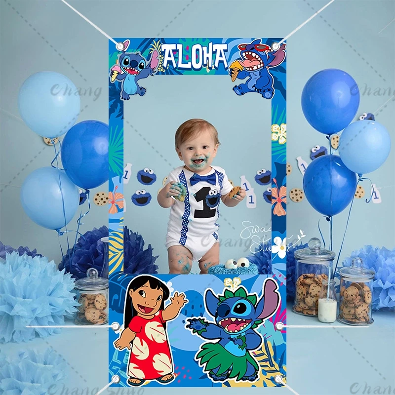 Disney Lilo & Stitch Photo Booth Frame Props Kids Birthday Party Decoration Shooting Backdrop Props Baby Shower Photo Banner