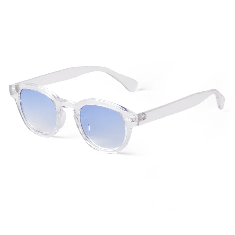 Mode Transparant Blauw Ronde Zonnebril Vrouwen Mannen 2024 Retro Klinknagel Schildpad Kleine Vierkante Zonnebril UV400 Lunettes De Soleil