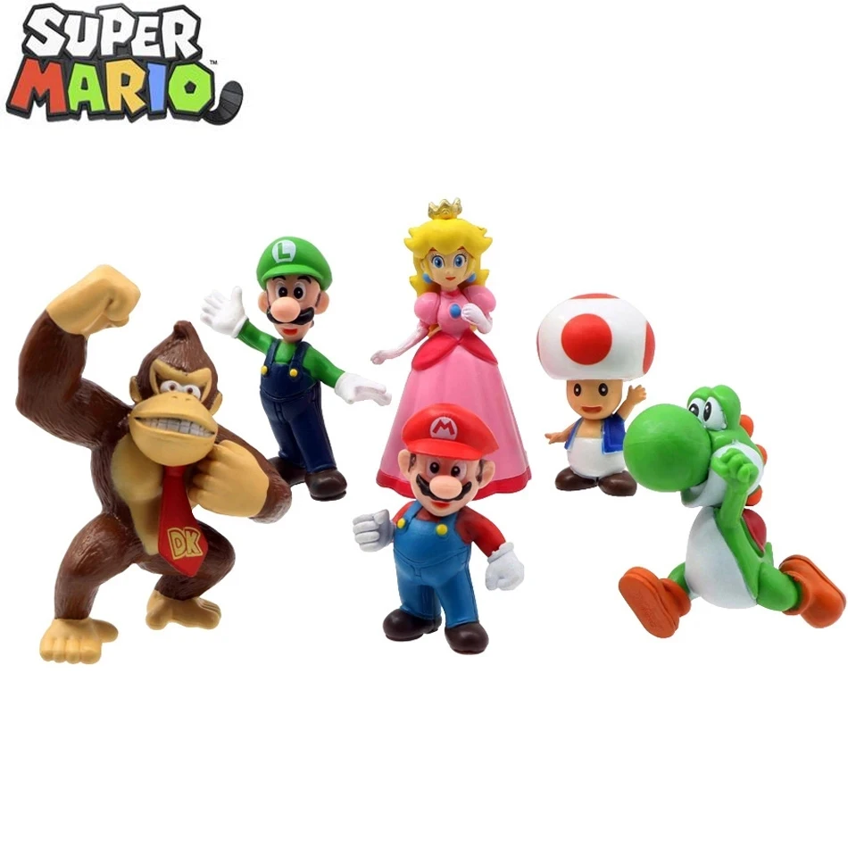 6-18pcs/set Super Mario Bros PVC Action Figure Toys Dolls Model Set Luigi Yoshi Donkey Kong Mushroom for kids birthday gifts image 6