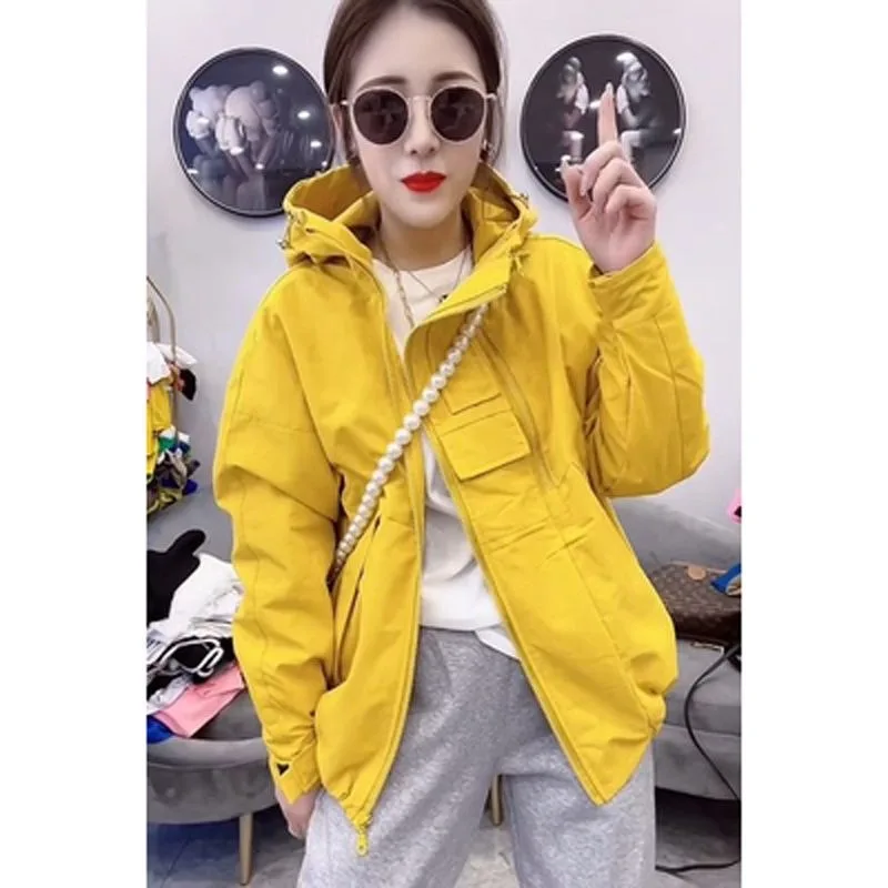 Double Zipper Sweatshirt Hooded Jacket Women Windbreaker Outdoor Long Sleeve Sportswear Casual Loose Hoodie Streetwear Korean