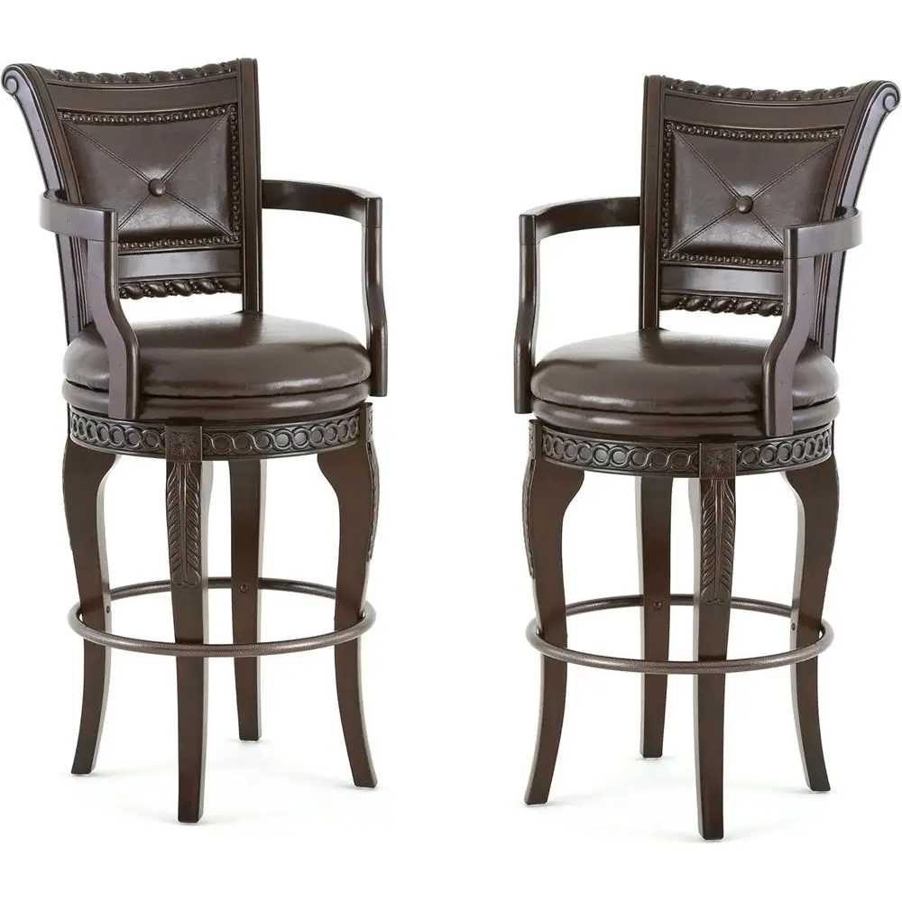 

Swivel Counter Chairs, Brown, Leatherette, Set of 2, 23x22x47
