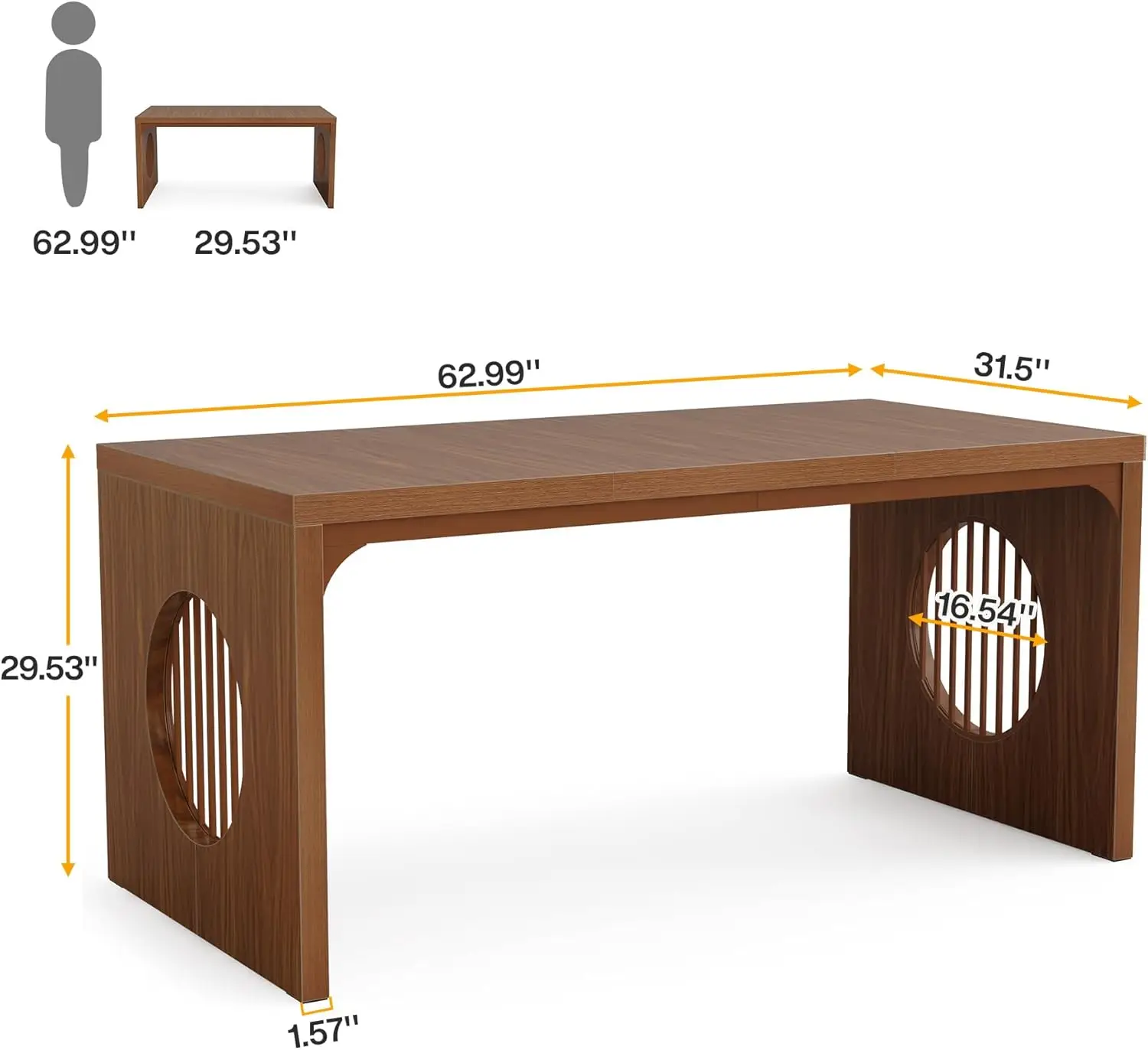 Tribesigns 5 Ft Conference Table For 4 To 6, 63'' Rectangular Meeting Table, Farmhouse Seminar Table, Wood Boardroom Table