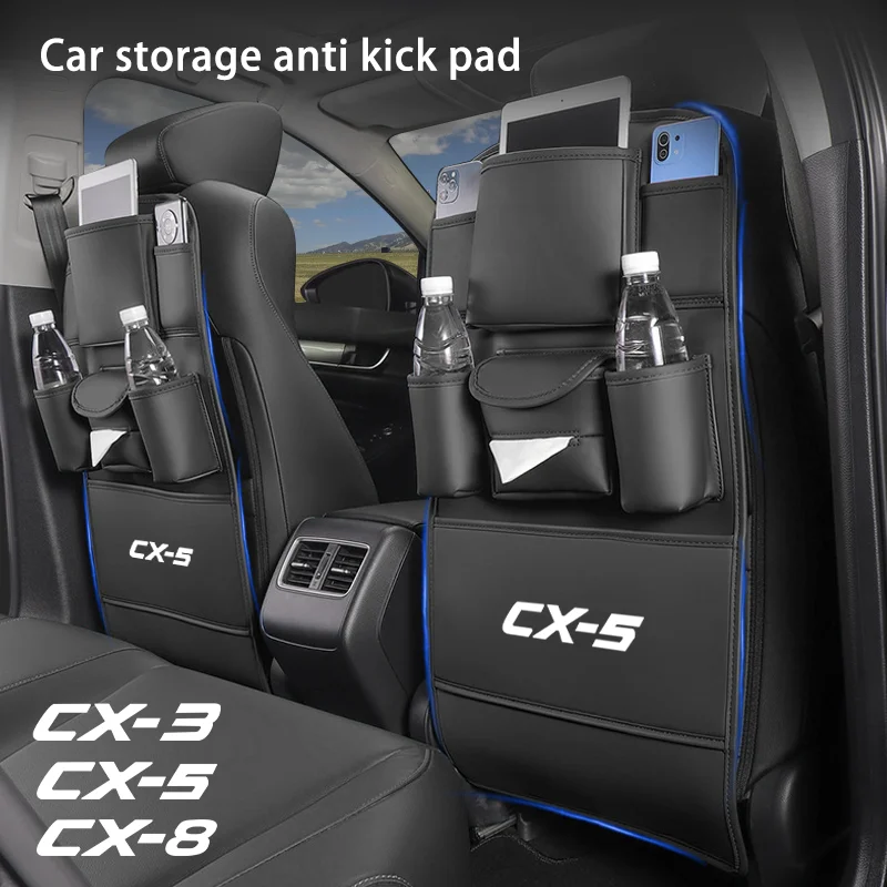 

Car Seat Back Storage Bag All in one Organizer Hanging Bag with Tissue Cup Holder Anti Kick Pad for Mazda 3 CX5 CX3 CX8 6 GH MX5