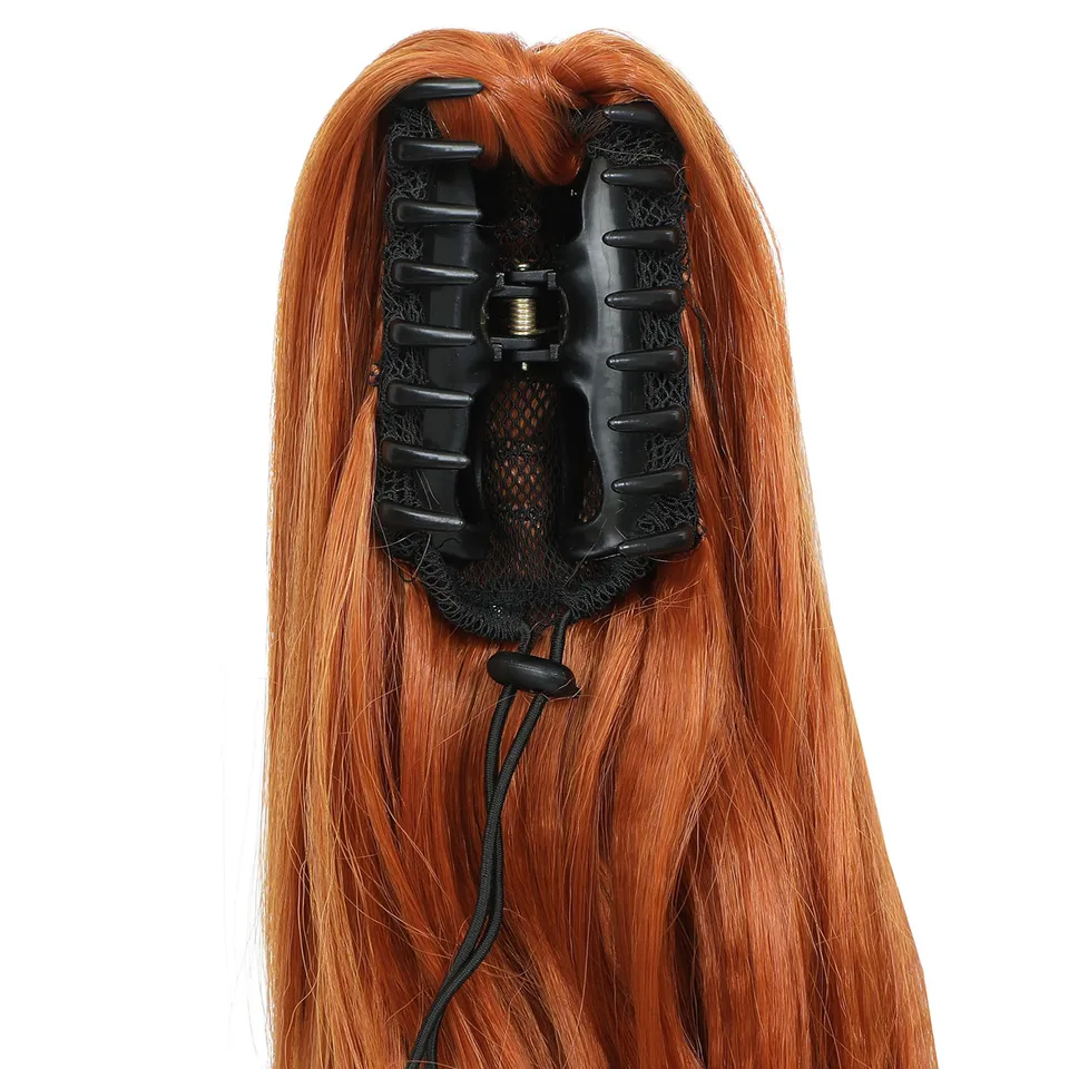 Extensión de coleta con pinza de garra, rizada y ondulada, de 20 pulgadas, color naranja, sintética, para mujer 6