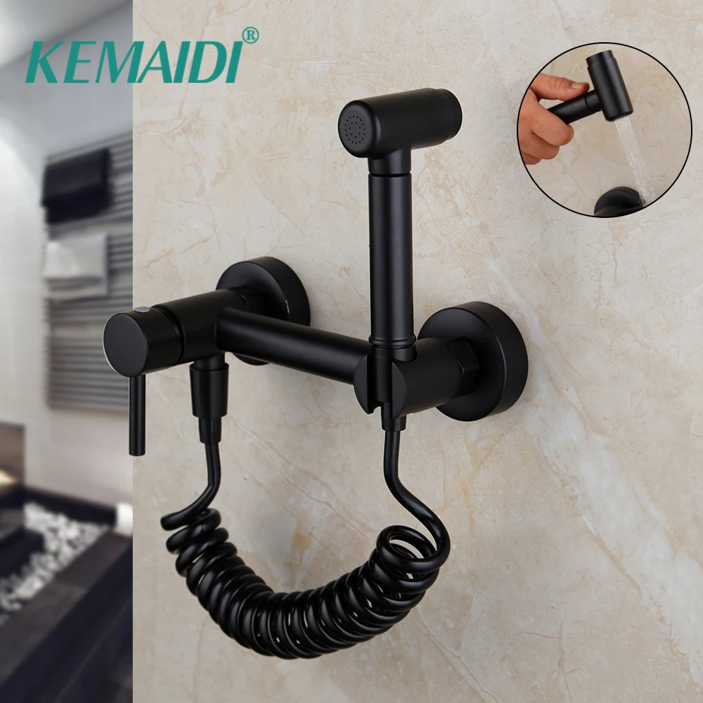 

KEMADI Matte Black Bidet Shower Faucets Brass Hygienic Shower Spray Airbrush Tap Hot Cold Water Mixer Toilet Spray Bidet Shower