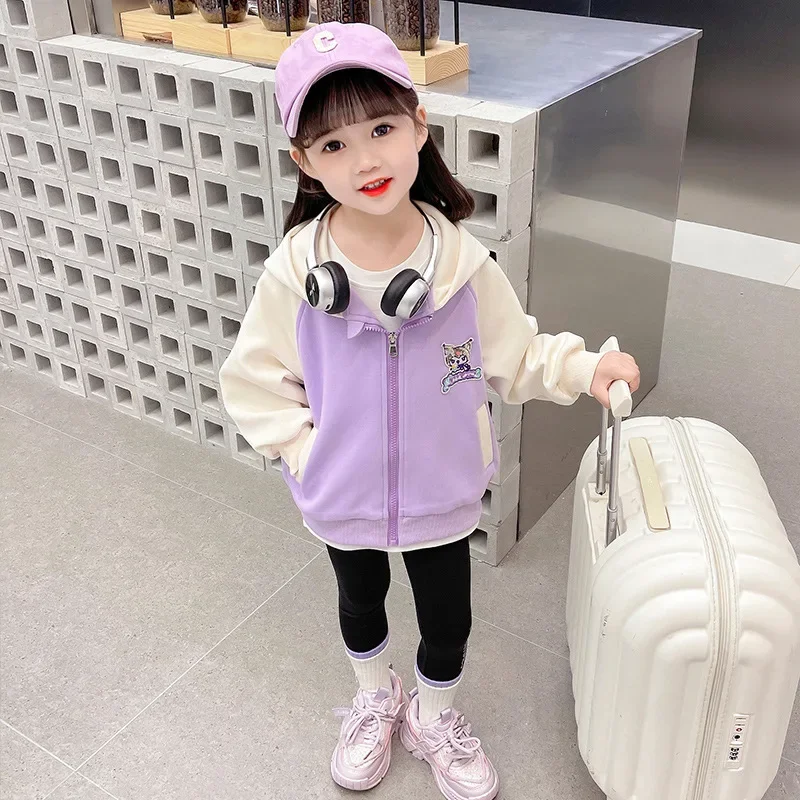 Kuromi Anime Kawaii Sanrio Ins Fashion Baseball Coat primavera autunno Cute Cartoon manica lunga felpa con cappuccio giacca abbigliamento regali giocattoli