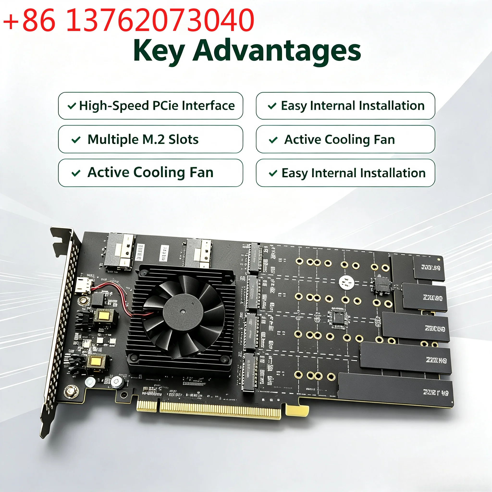 PCIe4.0 Expansion Card with PEX Switch Chip, No Motherboard Bifurcation Required, Support M.2 NVMe SSD & U.2 NVMe Drive