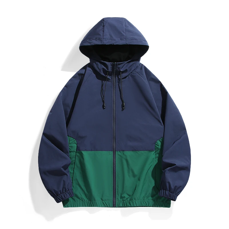 Casual Sports Jacket Men's 2025 Spring New Minimalist Splicing style Retro Windbreaker Male Trendy Loose Oversized Hooded Coat