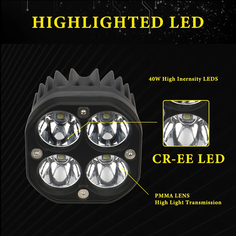 3 Inch 40W Led Spot Work Lights Fog Lights Motorcycle Driving Offroad 4X4 4WD Led Spotlight For Car Tractors Truck UTV ATV SUV