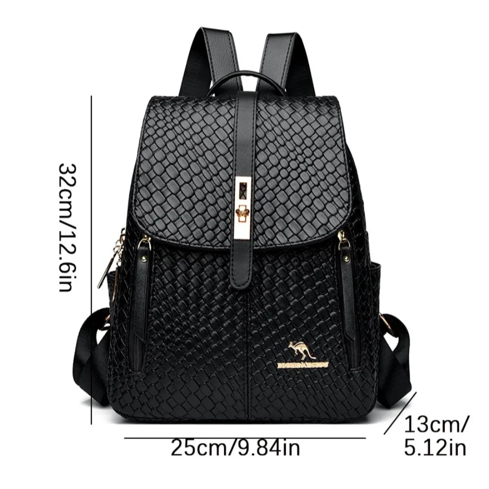 Fashion Soft Leather Women\'s Backpacks Large Capacity School Bag for College Students Crocodile Pattern Travel Shopping Rucksack