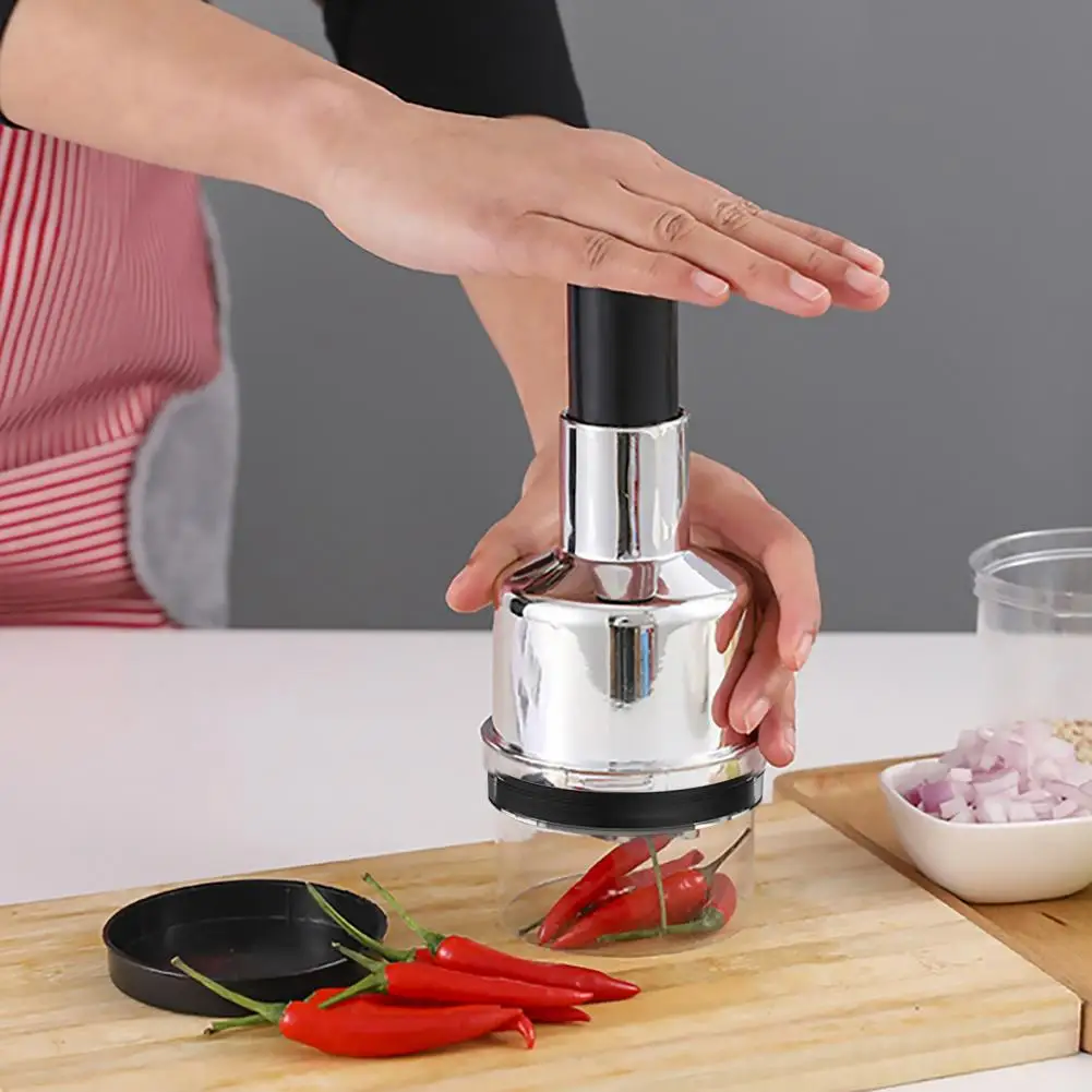 

Hand Chopper Automatic Rebound Even Cutting Stainless Steel Vegetable Onions Garlic Nuts Salads Hand Chopper Kitchen Gadget