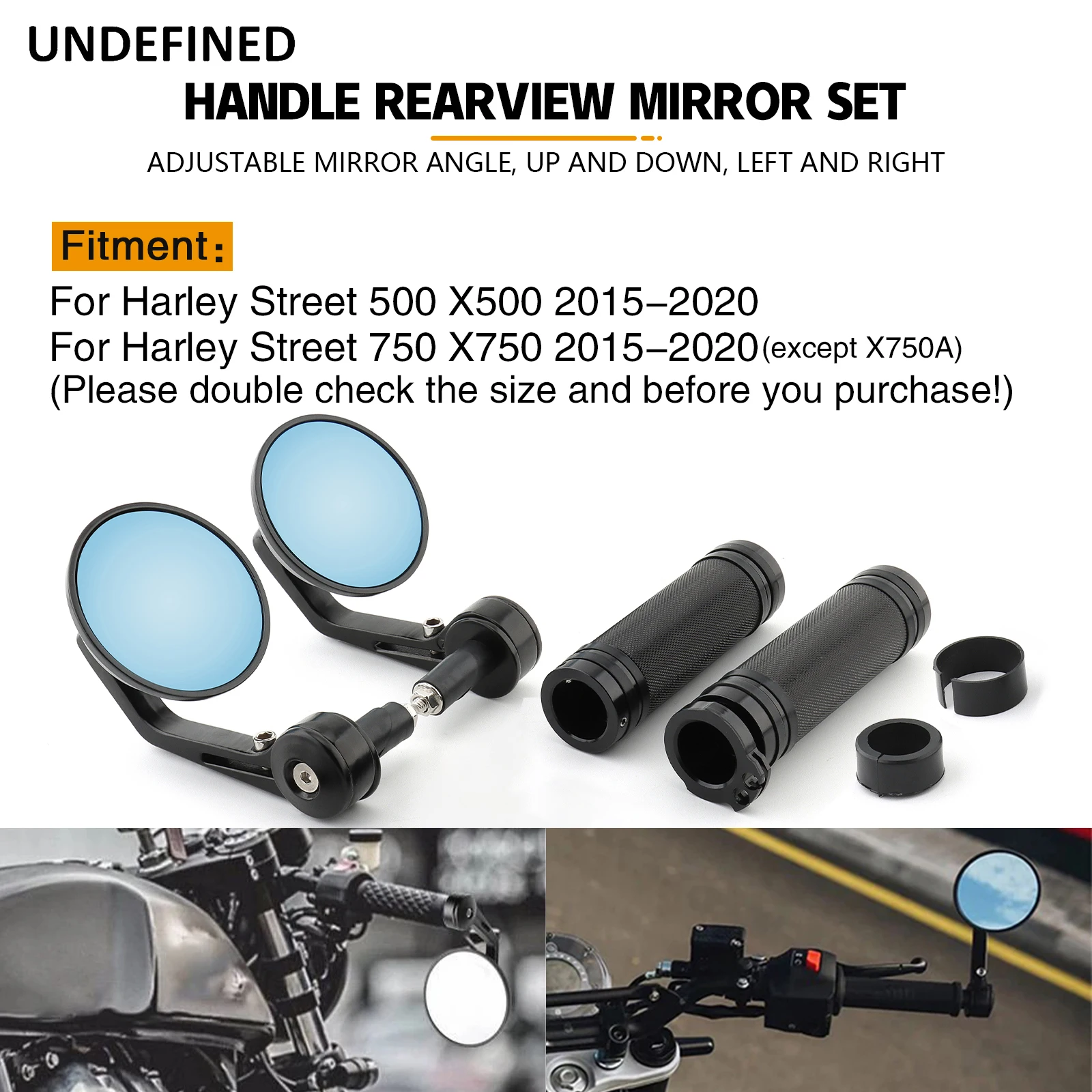 Motorcycle Bar End Rearview Side Mirrors 7/8'' 22mm Hand Grips For Harley Street 750 500 XG750 XG500 2015-2023 CNC Aluminum