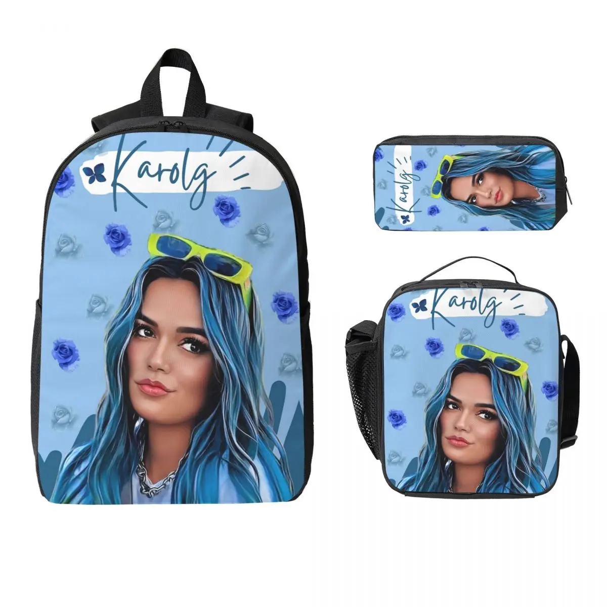 

Рюкзак Fondo De Pantalla Karol G, студенческий рюкзак для мальчиков и девочек, школьная сумка, сумка для ноутбука, сумка через плечо, 3 шт., изолированная сумка для обеда, пенал