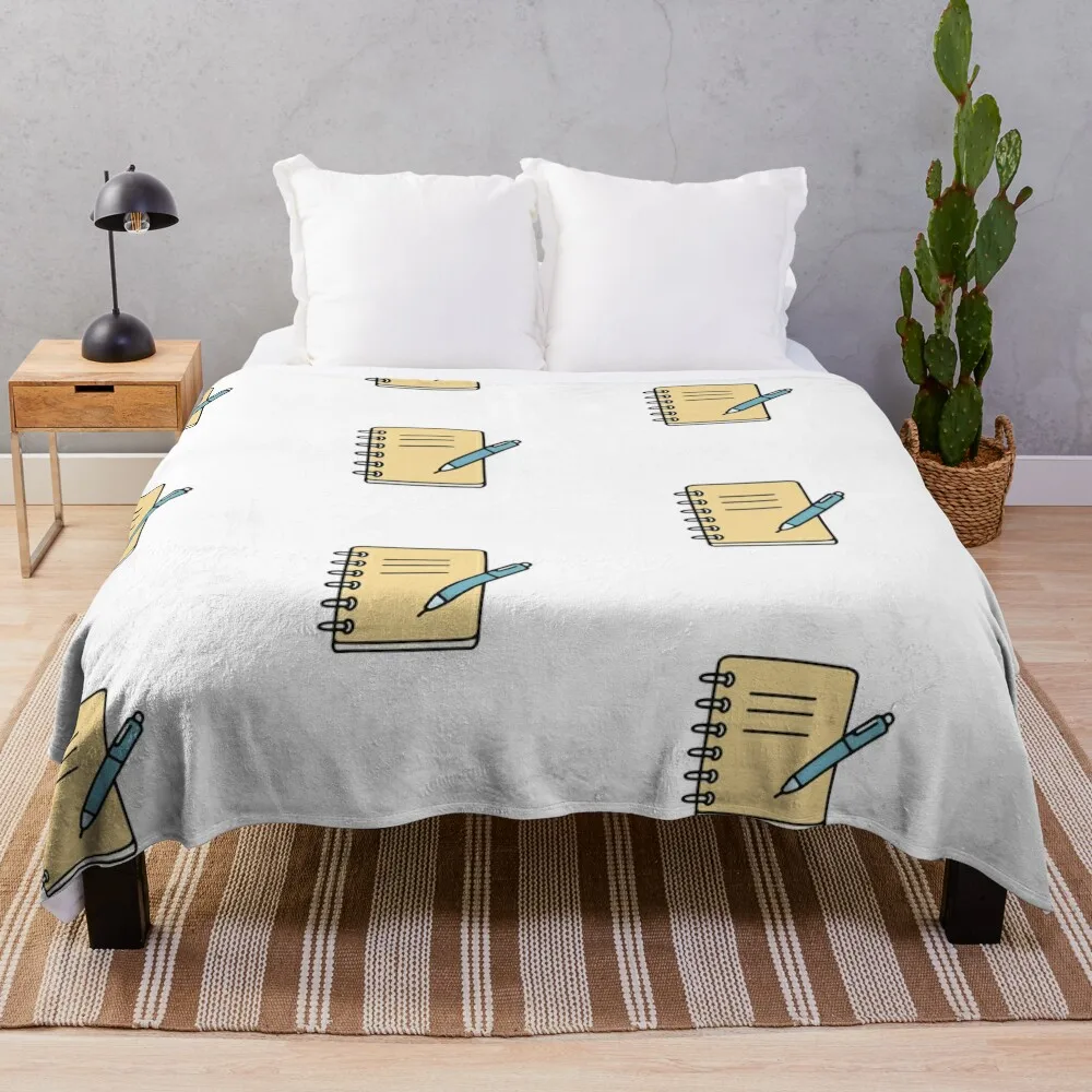 Illustration of a notebook with a pen Throw Blanket Giant Sofa Plaid wednesday Blankets