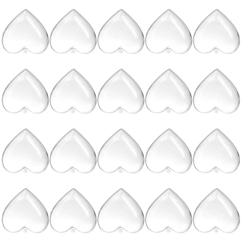 

20 шт. пластиковых форм в виде сердца, прозрачные, для самостоятельного изготовления, для рождественских и свадебных украшений, подвесок, поделок