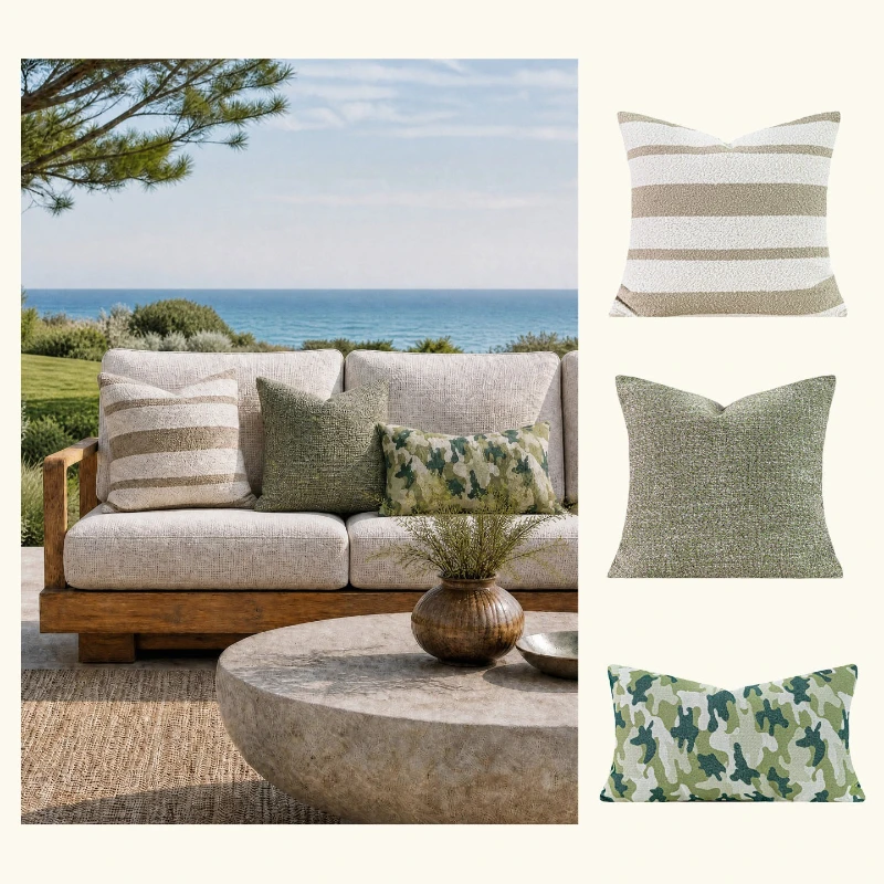 30X50/45X45/50X50CM Green Throw Pillow Cover Vintage Homestay Stamping Waist Cushion Cover Decor Home Decorative Pillowcase 2026