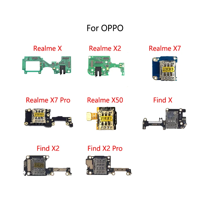 SIM Card Reader Socket Tray Slot Microphone Module Board Signal Antenna Connect Flex Cable For OPPO Realme X X7 Pro X50 Find X2