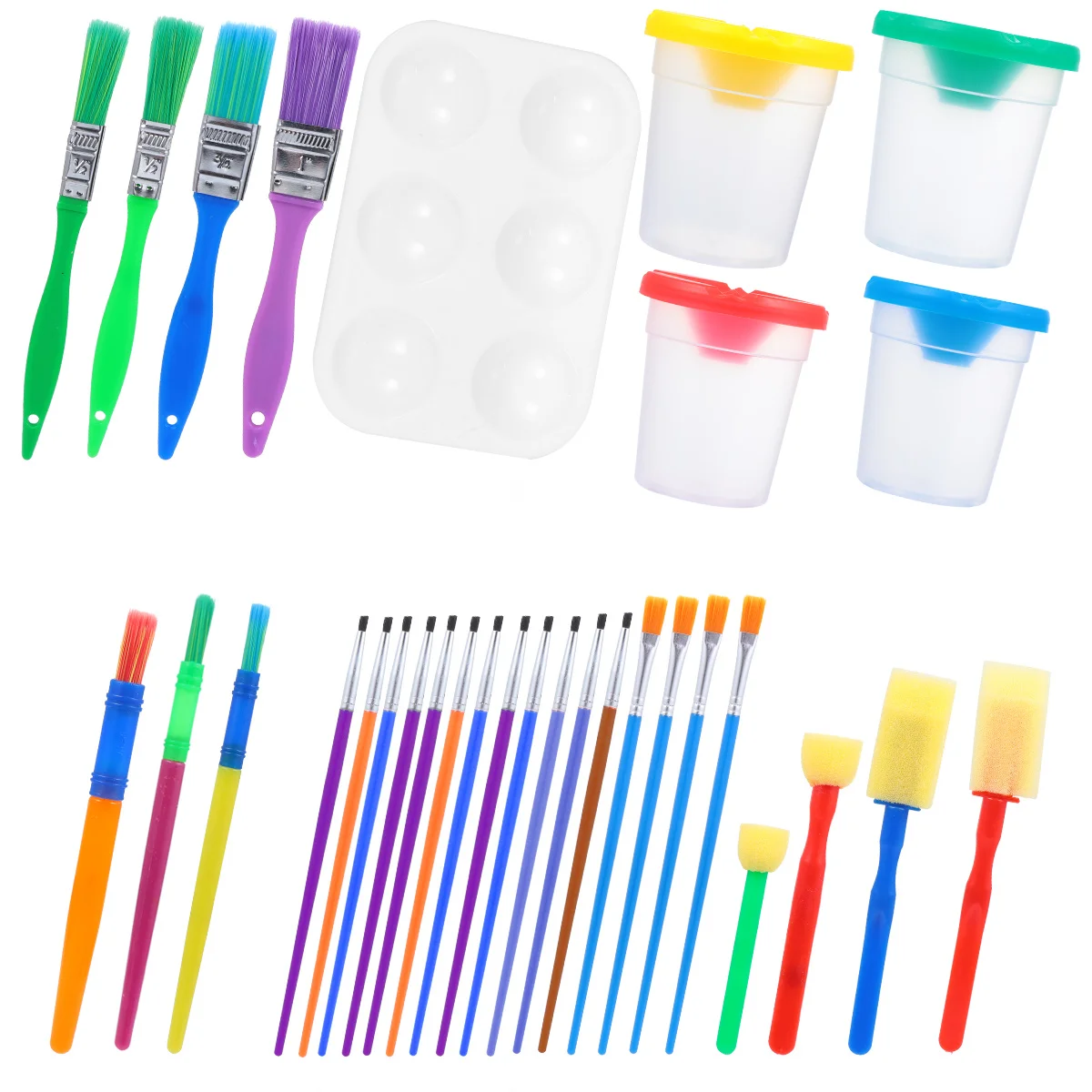1Set Malwerkzeuge Sichere, ungiftige, langlebige Farbbecher Tablett Malwerkzeug-Set Pinsel Art Tool Kit