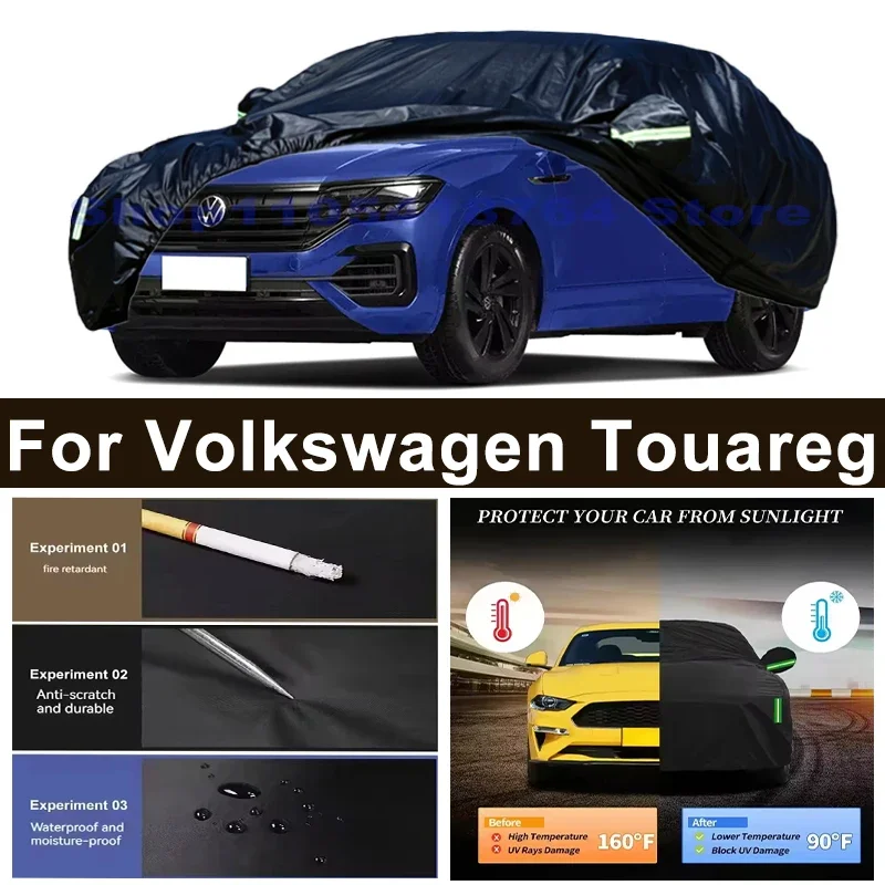 Full Car Cover For Volkswagen Touareg All Weather Outdoor Snow Sun UV Dustproof with Reflective Strips Wind Straps