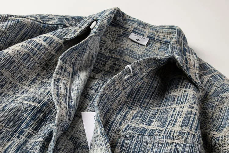Long Sleeve Casual Plaid Shirt Men's Autumn Fashion Workwear Jacket American Retro Design Worn Resistant Cotton Polyester Blend