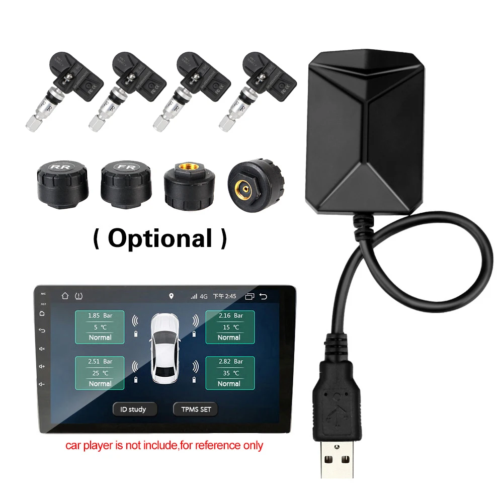 Tire Pressure Monitoring System Car TPMS With 4 Sensors Android Navigation Alarm System