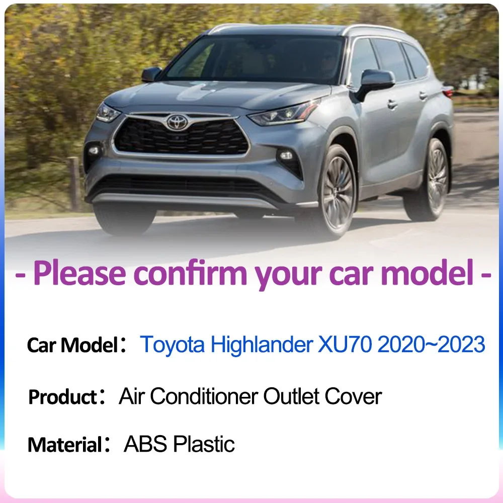Air Outlet Cover for Toyota Highlander Kluger XU70 2020~2023 2022 Under Rear Seat Car Conditioner Ventilation Exhaust Accessorie