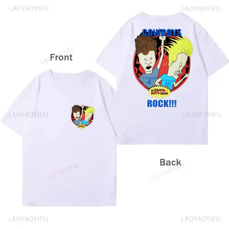 قميص بيفيز وبوتثيد الكلاسيكي 1996 ملابس الرسوم المتحركة الفكاهة نمط غير رسمي من القطن الخالص للرجال والنساء بأكمام قصيرة Y2k