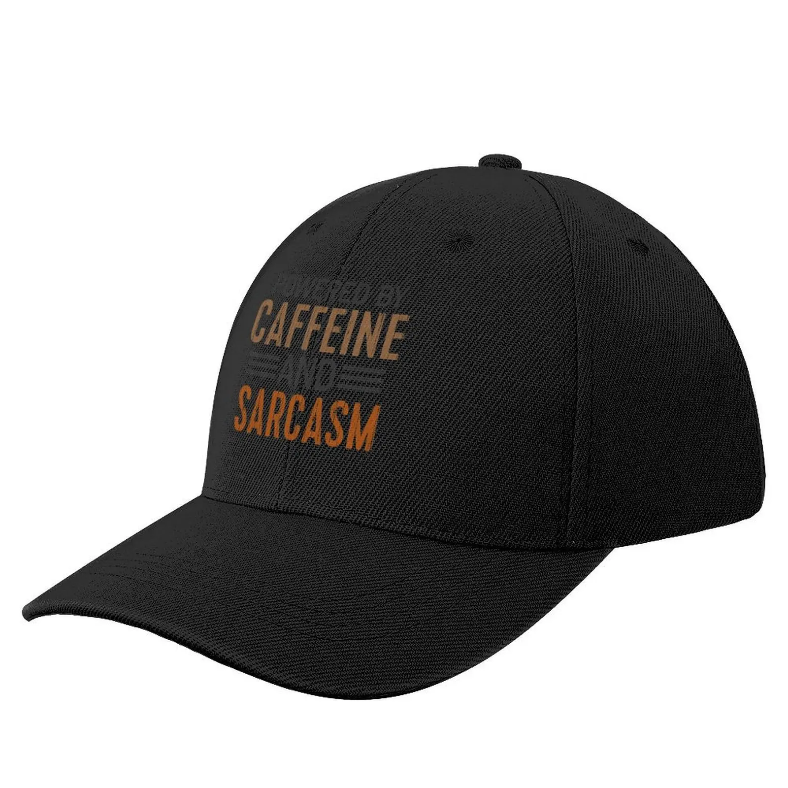 Powered By Caffeine Sarcasm - Funny Sarcastic Coffee Addict Humor Joke Slogan Lover Sayings Addiction Lovers Saying Baseball Cap